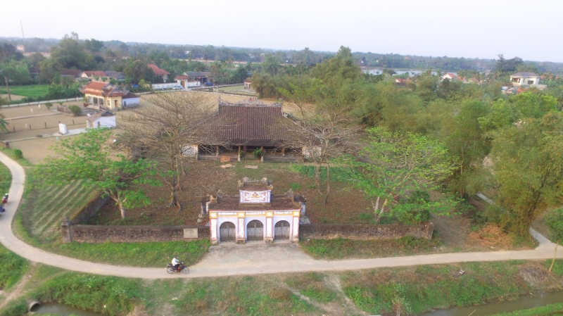 Di tích đình Văn Xá nhìn từ trên cao