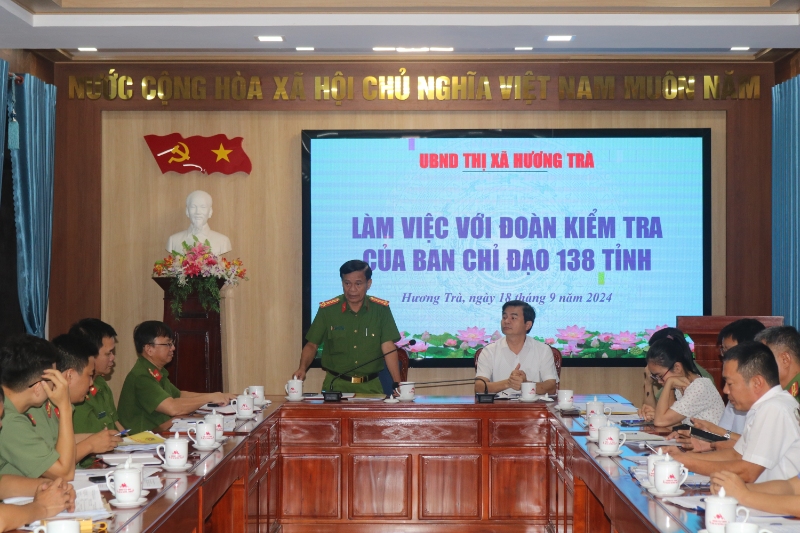 Đoàn kiểm tra của Ban chỉ đạo 138 tỉnh làm việc tại thị xã Hương Trà